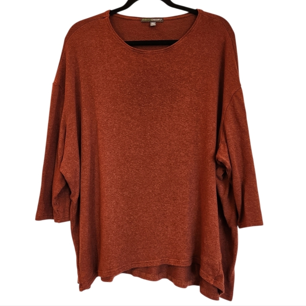 Shannon Passero Drop Shoulder Relaxed Fit Rust Sweater Size XL Modal Blend Comfy